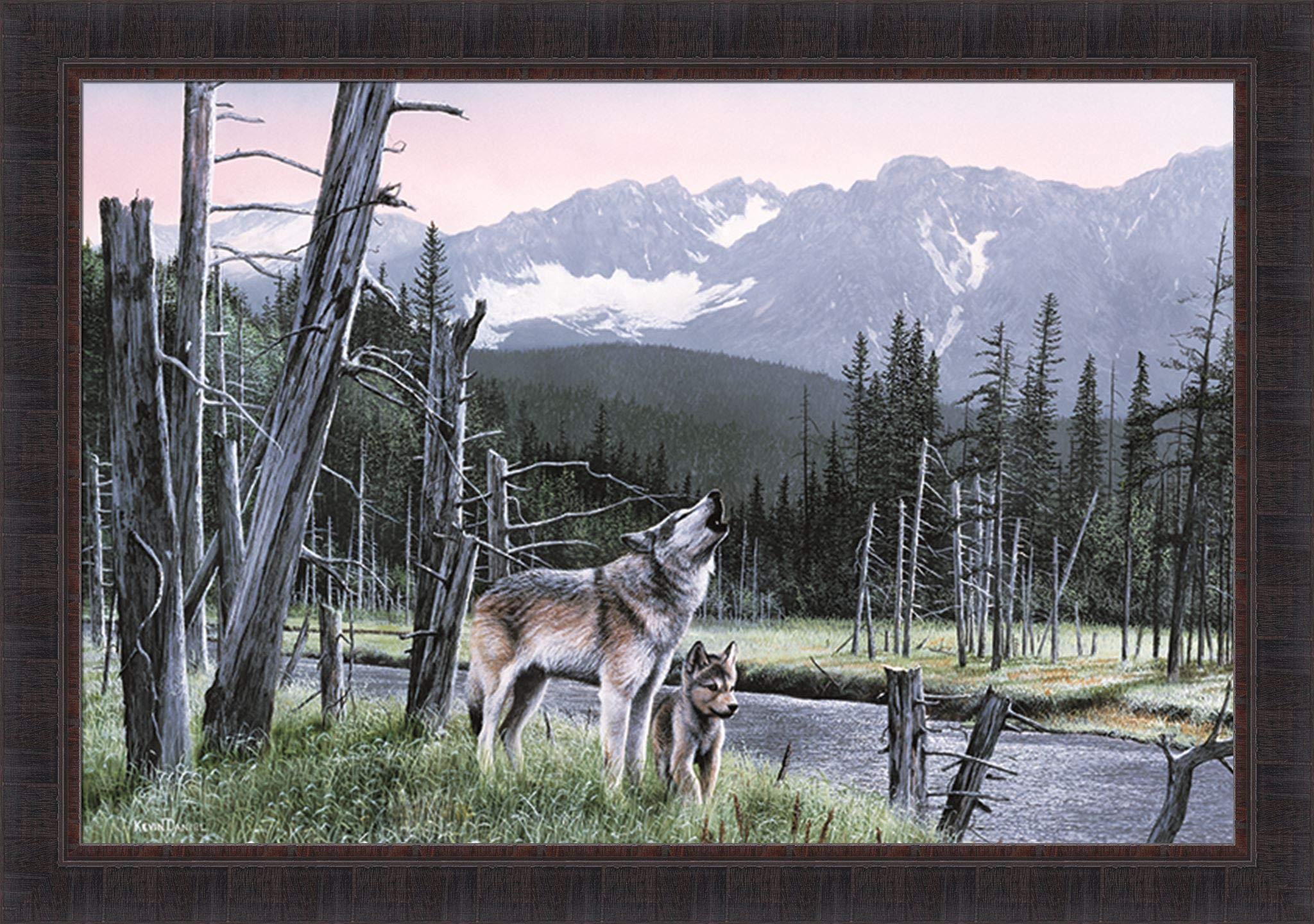 Peter Driben ピンナップガール「Little Wolf」額縁 Amazon.com: Wolf and Pup by Kevin Daniel 29x41 Wolf Howling River